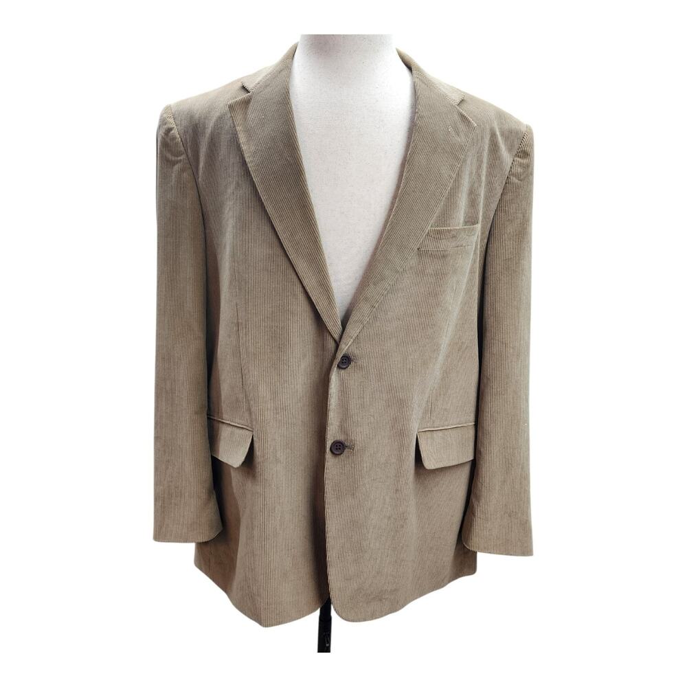 Stafford Essentials Blazer Mens 46R Brown Corduroy Sport Coat Lined Cotton Blend